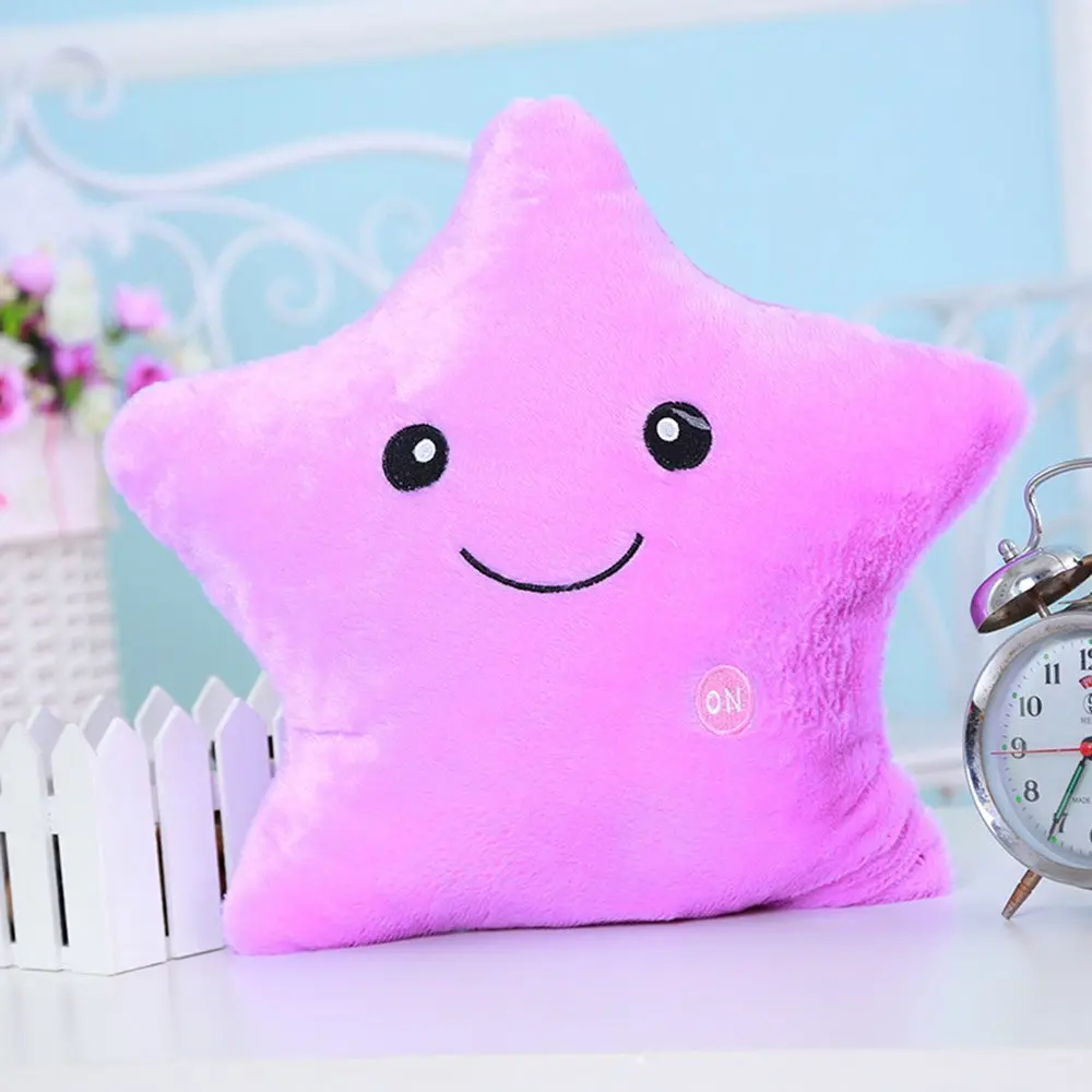 Creative Glowing LED 7 Colour Night Light Plush Pillow Stuffed Baby Toys(Pink)