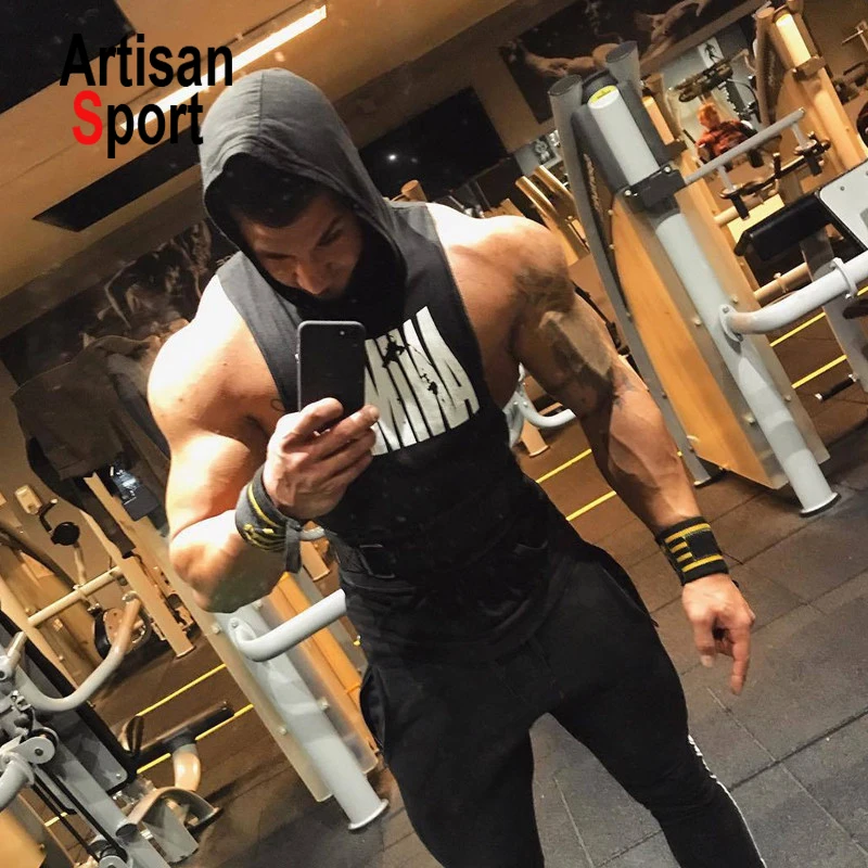 men gym wear 2019 New Men Bodybuilding Cotton Tank top Gyms Fitness Vest Sleeveless Hoodie Casual Fashion Workout Clothing