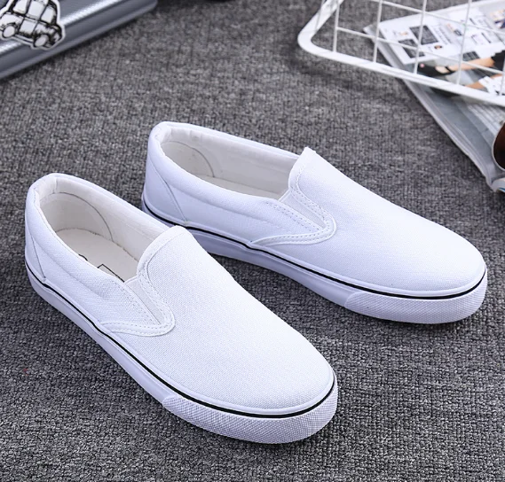 MS1188 black white canvas shoes men lazy shoes