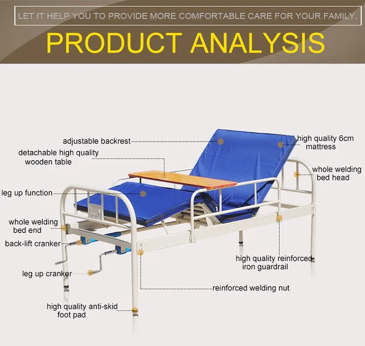 Adjustable Manual Medical Holpful Queen Size Hospital Bed, View patient