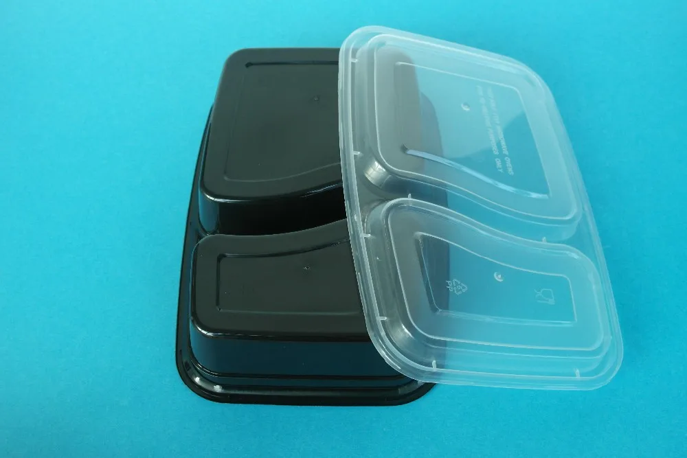 2 Compartment Microwave Safe 1000ml Disposable Plastic Lunch Container