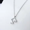 New 925 sterling silver Korean simple and temperament rhinestone music note pendant necklace women