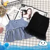 SS-959G manufacturer clothing sleeveless stripe tops+tight skirt with lace children's boutique clothing set