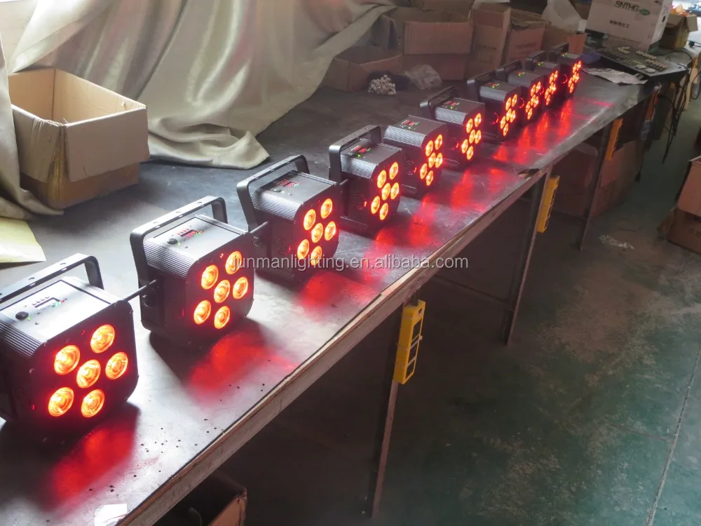 6*18W RGBWA+UV Flat Wireless DMX IR Battery Powered 6 in 1 Led Par64 Uplights DJ Stage Lighting