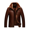 Factory Price Real Fur Manufacture New Style Brown Bomber Leather Jacket Men