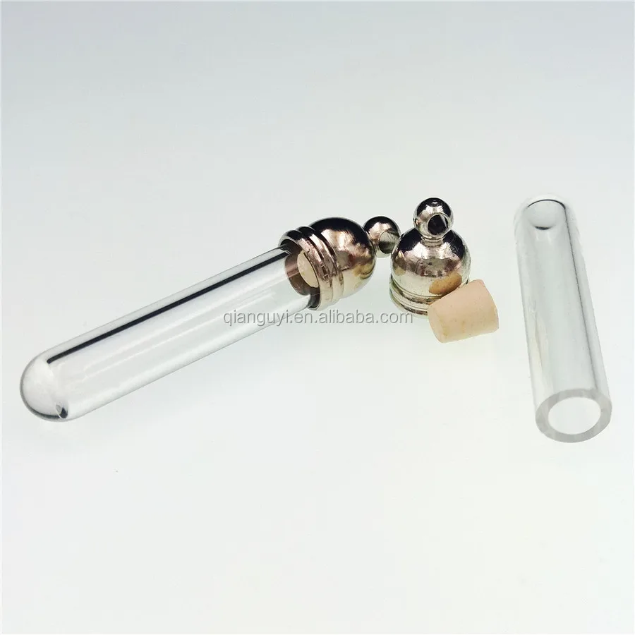 Tube Glass Vial Pendant Metal Screw Rubber Plug Charm Glass Bottle 