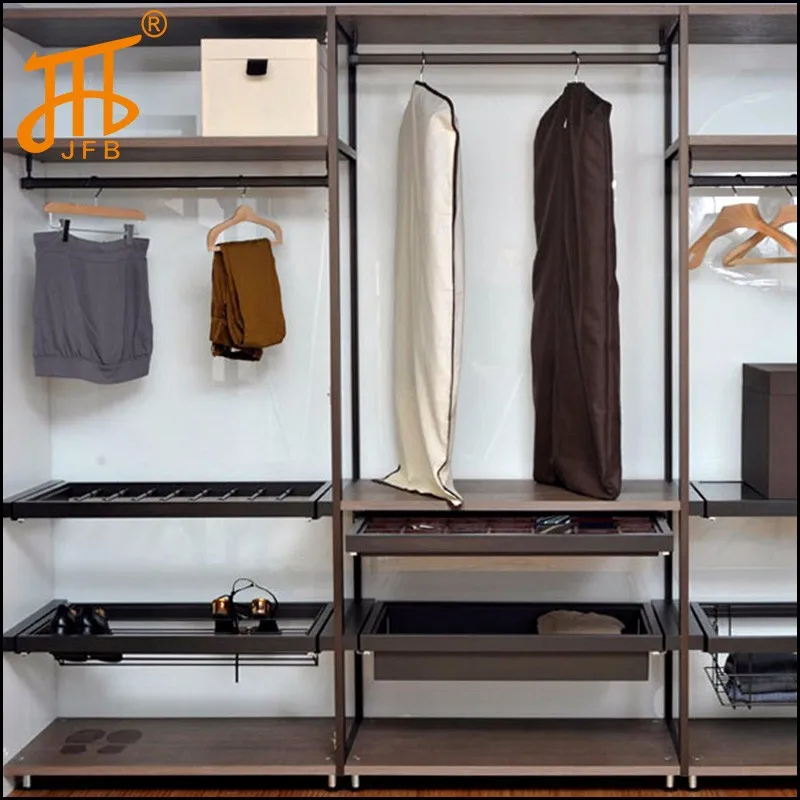 Home Design Bedroom Furniture Wardrobe Aluminum Pole System Wooden Walk