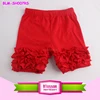 Baby clothes OEM wholesale girls red icing shorts toddler ruffles shorts size 4 T solid colors cotton kids shorts