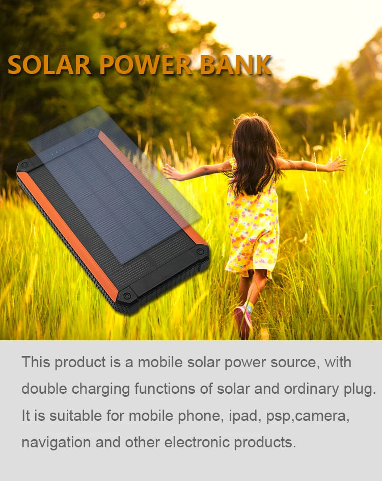 7000mAh Solar Power Bank Folding Foldable External Powerbank LED Solar Panel Pack Mobile Battery Charger