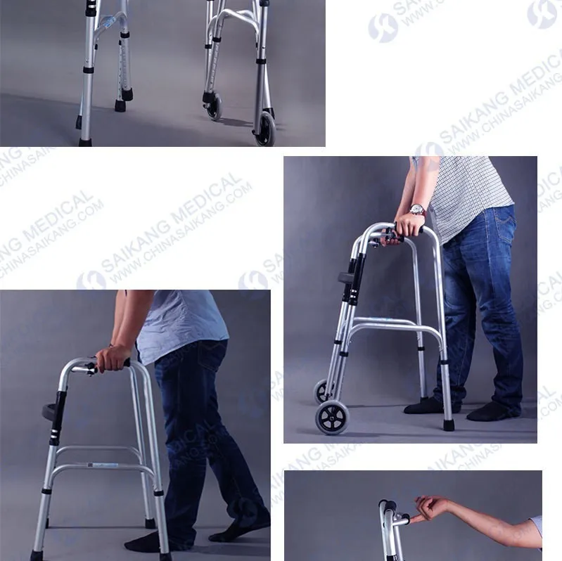 Ske201 Hospital Cheap 2 Wheels Aluminum Alloy Folding Rollator Walker