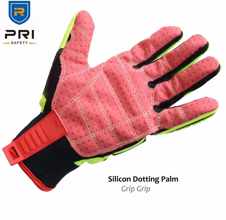Hivis Yellow Silicone Dotted Grip Palm Heavy Duty Oil And Gas Oilfield