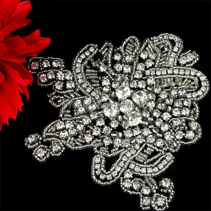 11cm 4'' dia sew on crystal beaded rhinestone applique