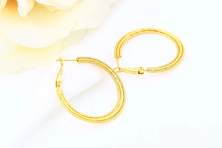 Xuping Fashion Jewellery 24 Carat Arab Gold Plating Hoop Earrings For ...