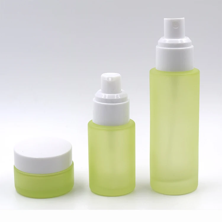 Download Cosmetic Custom Packaging 100ml 120ml Bottle Jars Set 20ml 30ml 50ml Frosted Green Painting ...