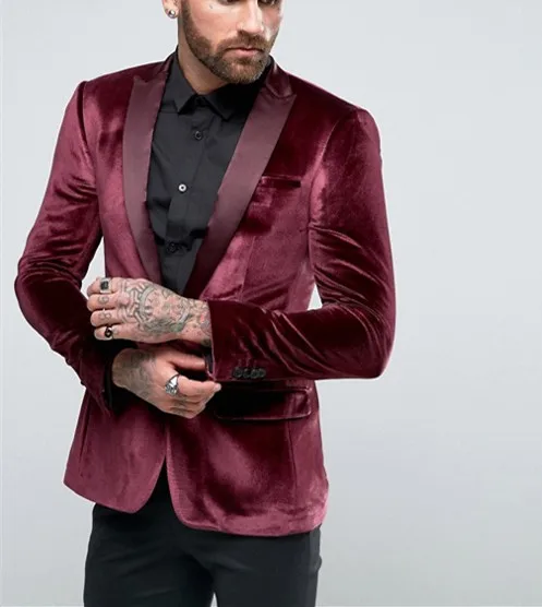 Custom skinny velour formal business suits slim fit blazers for men