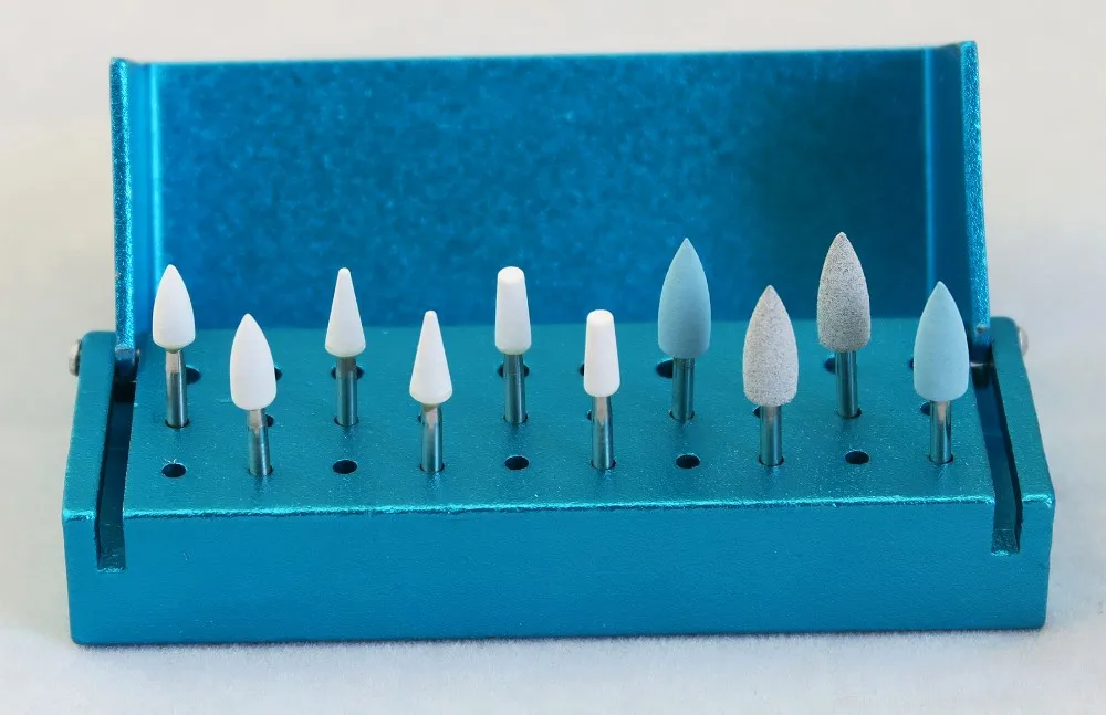1pc Burs Block Disinfection +10pcs FG Dental Burs Composite Polish High