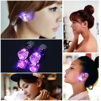 9 Colors Christmas Light Up Led Earrings Studs Flashing Blinking 9 Colors Christmas Light Up Led Earrings Studs Flashing Blinking Dance Party Accessories Uni For