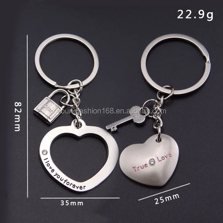 Engraved Couple Heart Keychain I Love You Forever Couple Key Ring True