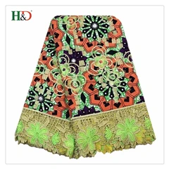 H & D Wholesale French Embroidery Batik Super Dutch Hollandaise Fabric African Wax Lace For Full Dress