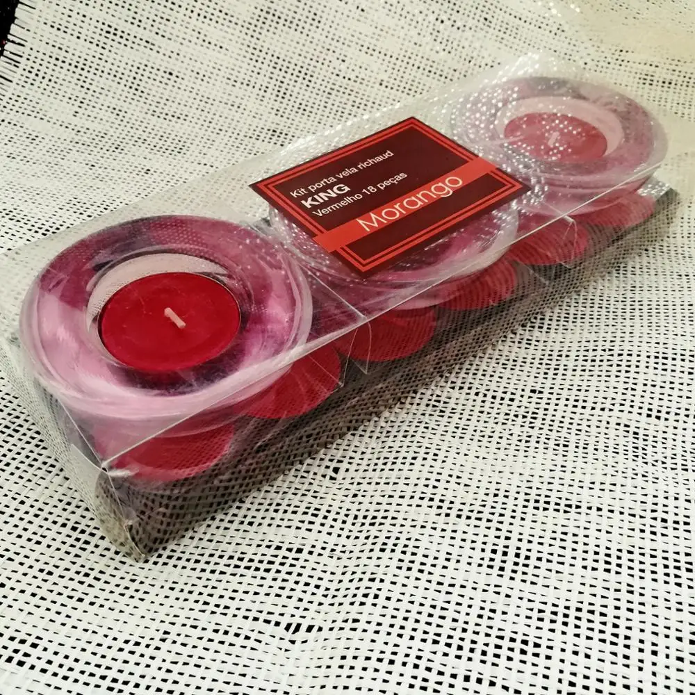 Custom scented mini red tealight candles pack with holder