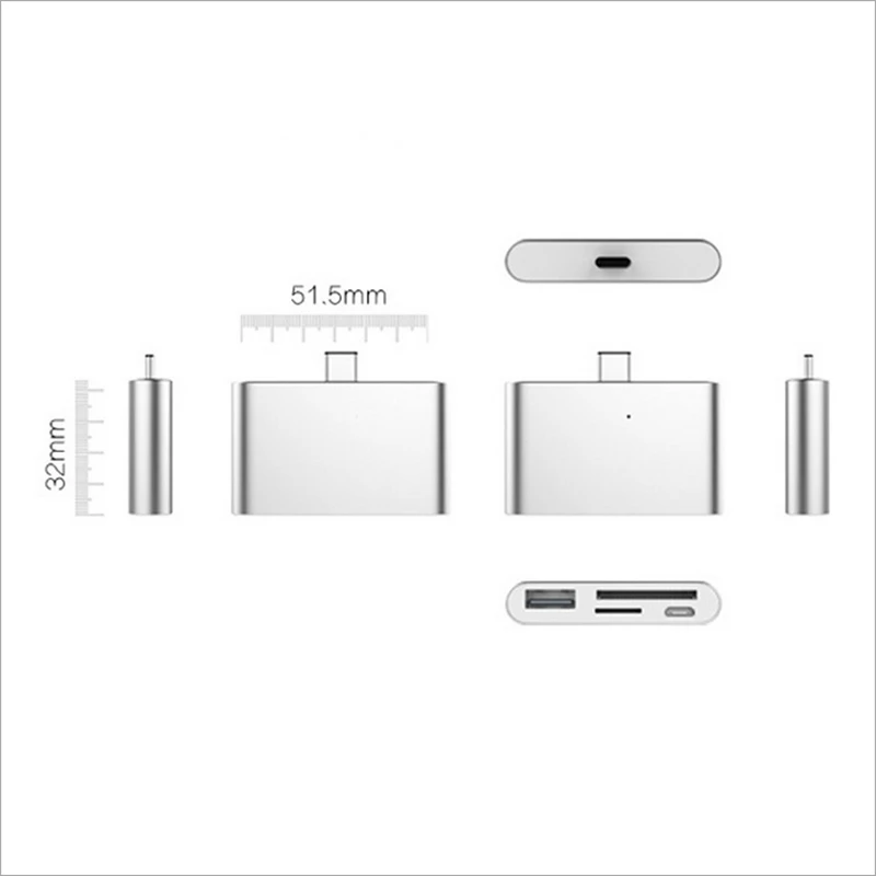 4 in 1 Type-C HUB 3.0 USB OTG Card Reader Multi Function High-Speed CF SD /TF Card Reader Adapter for Mac for Android - ANKUX.COM