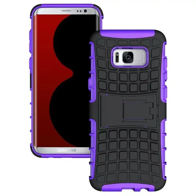 shockproof TPU+PC 2in1 tire pattern bracket cover phone case For Samsung Galaxy S8 S8 Plus