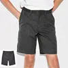 boys school shorts with flat front styling.