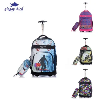 Download Glossy Bird Fashion Kids Wheeled Backpacks Trolley School Bag With Wheels - Buy Trolley School ...