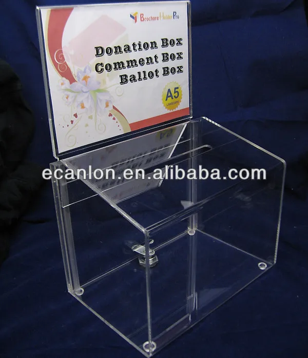 Clear Donation Plastic Box Donation Bin For Commonweal Fundraising