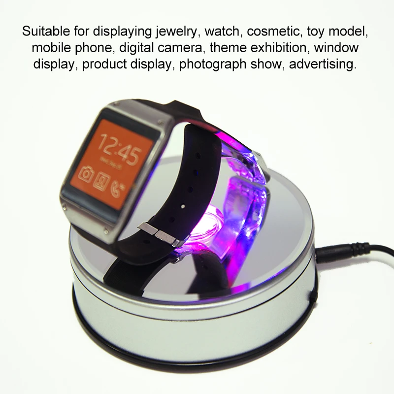 7 Color Changing Mirror Surface Turntable Led Rotating Display Stand