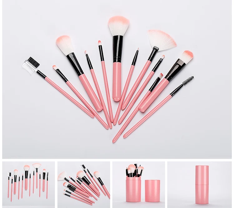 Fashional Beauty Cosmetic Makeup Brush Wholesale 12pcs Pink Makeup Brush Set