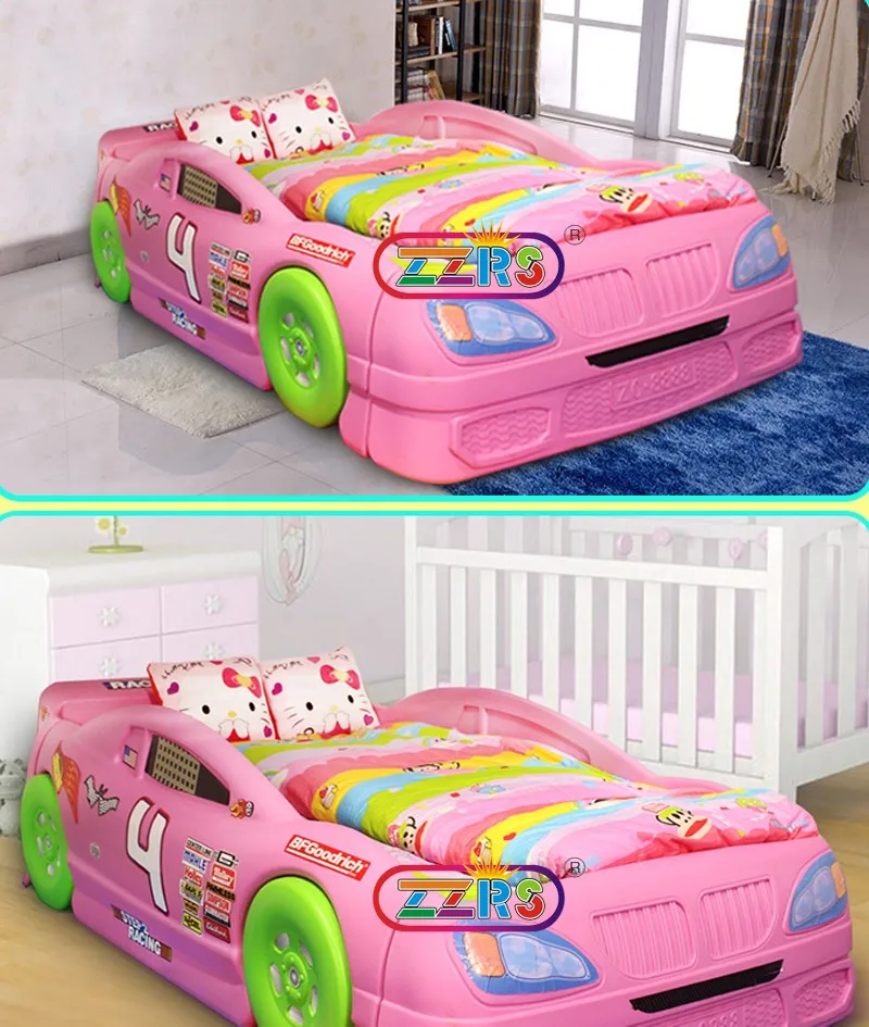 Fashion Children Furniture Comfortable Plastic Bed Kids Race Car Bed