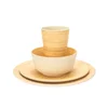 Bamboo Round Plate Tableware Sets Dishes Household Solid Salad Bowl Cup Set Dishes Environmental Protection Plates for Gift