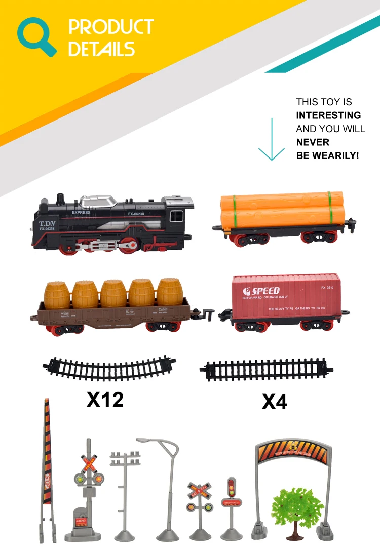 Children Classic Electric Track Freight Slide Rail Toy Car With Traffic