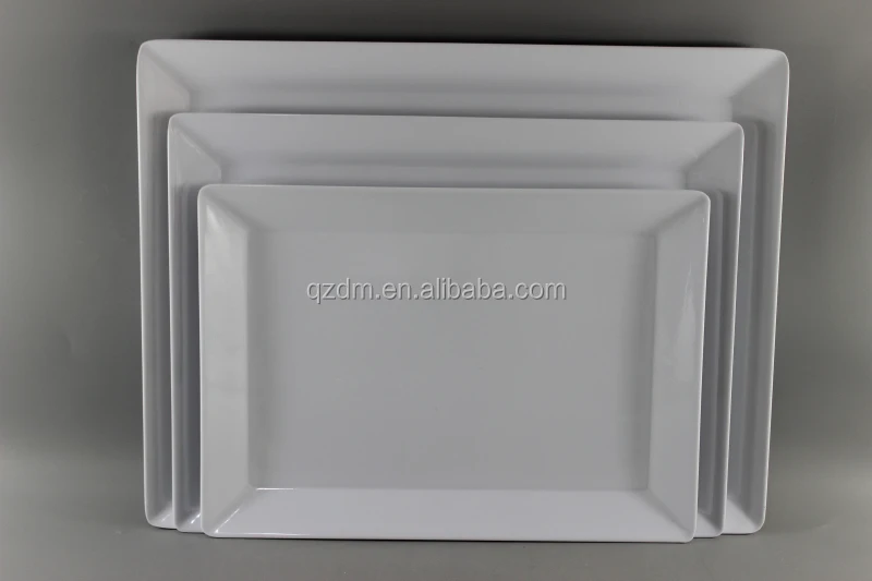 White Melamine Rectangle Tray Set Plastic plate 3pcs