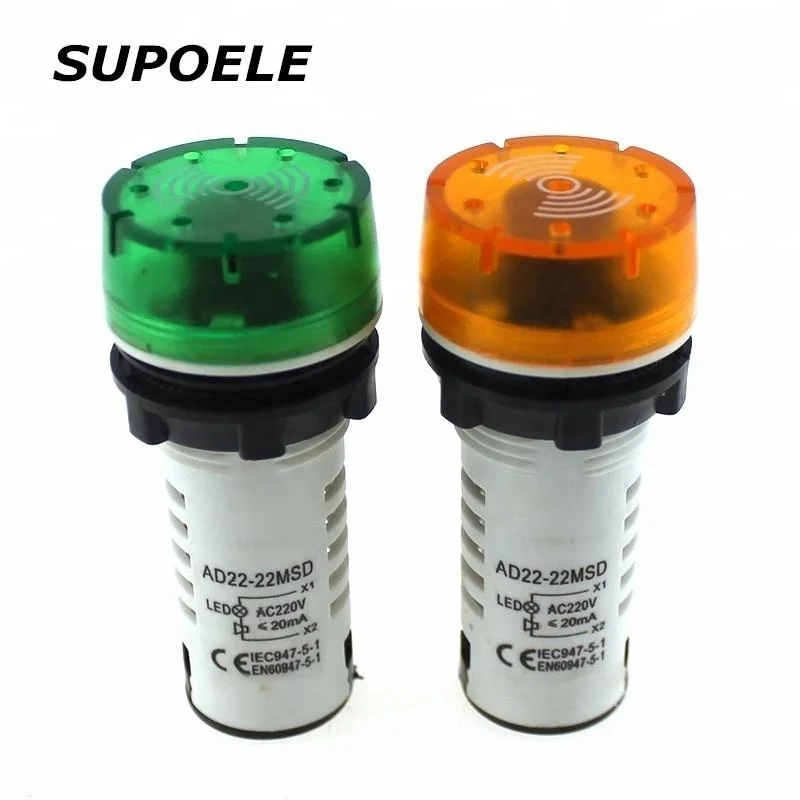 10 PCS Red LED Indicator Light with Buzzer 24VDC 22mm Diameter 60mm Height