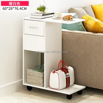 1 Drawer Side Table For Sofa Lounge Or Bedside Caster Wheels