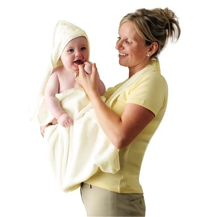 Custom Soft Hooded Hands Free Baby Towel Wrap Apron Baby Hooded Bath