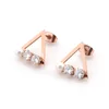 Custom Women Girls Gift Pearl Earrings Stud Zircon Stainless Steel Dainty Triangle Geometric Hanging Stud Earrings