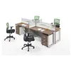 Factory Price 4 Person Glass Partition Computer Workstation Table For Office