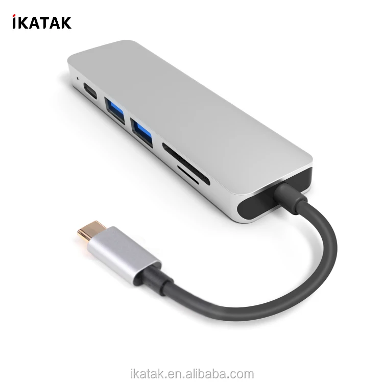 New Design 6 in 1 Compact 4K HDMI USB C Mini USB Dock for Macbook 