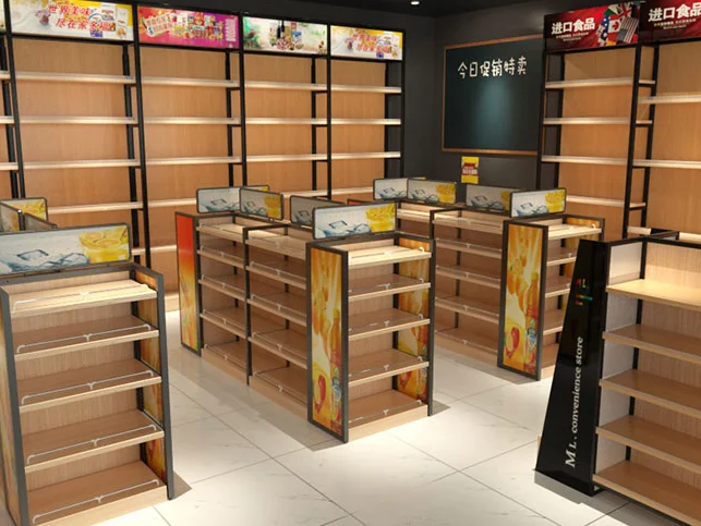 estantes de madera para supermercado