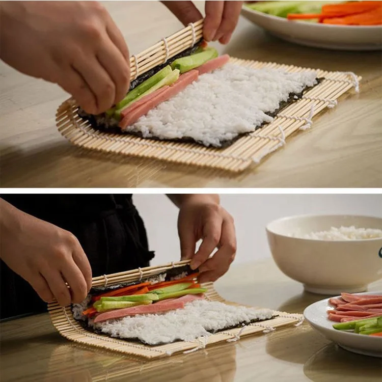 Bamboo Sushi Making Kit For Beginner Included 2 Rolling Mats,100