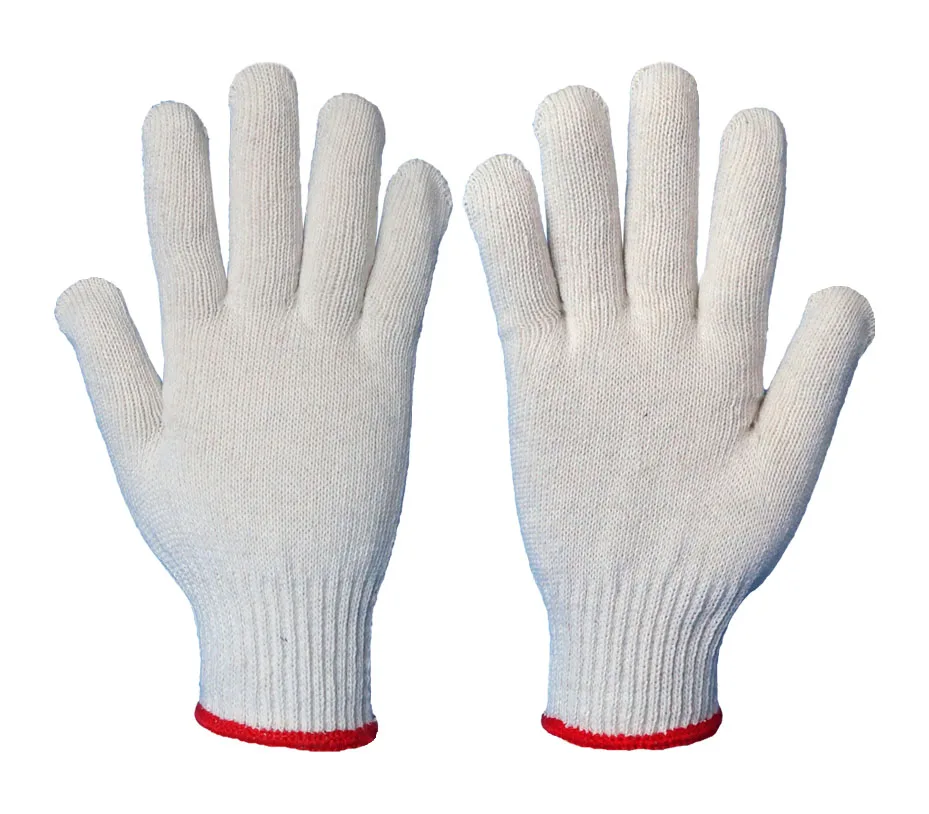 Natural White Cotton Knitted Working Gloves Of Manufactory
