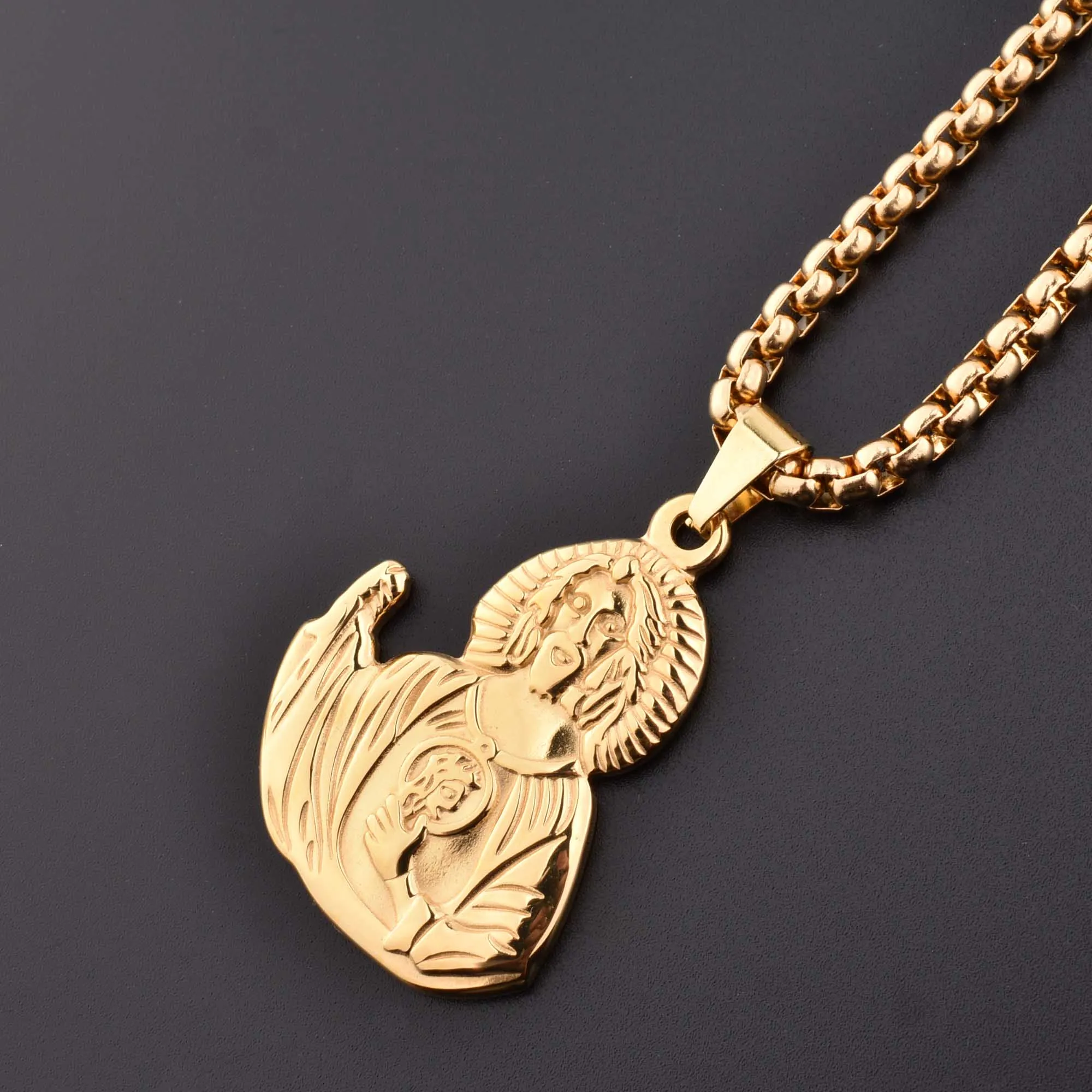 Women Men Accessories God 18k Gold Plated The Virgin Mary Pendant Necklace