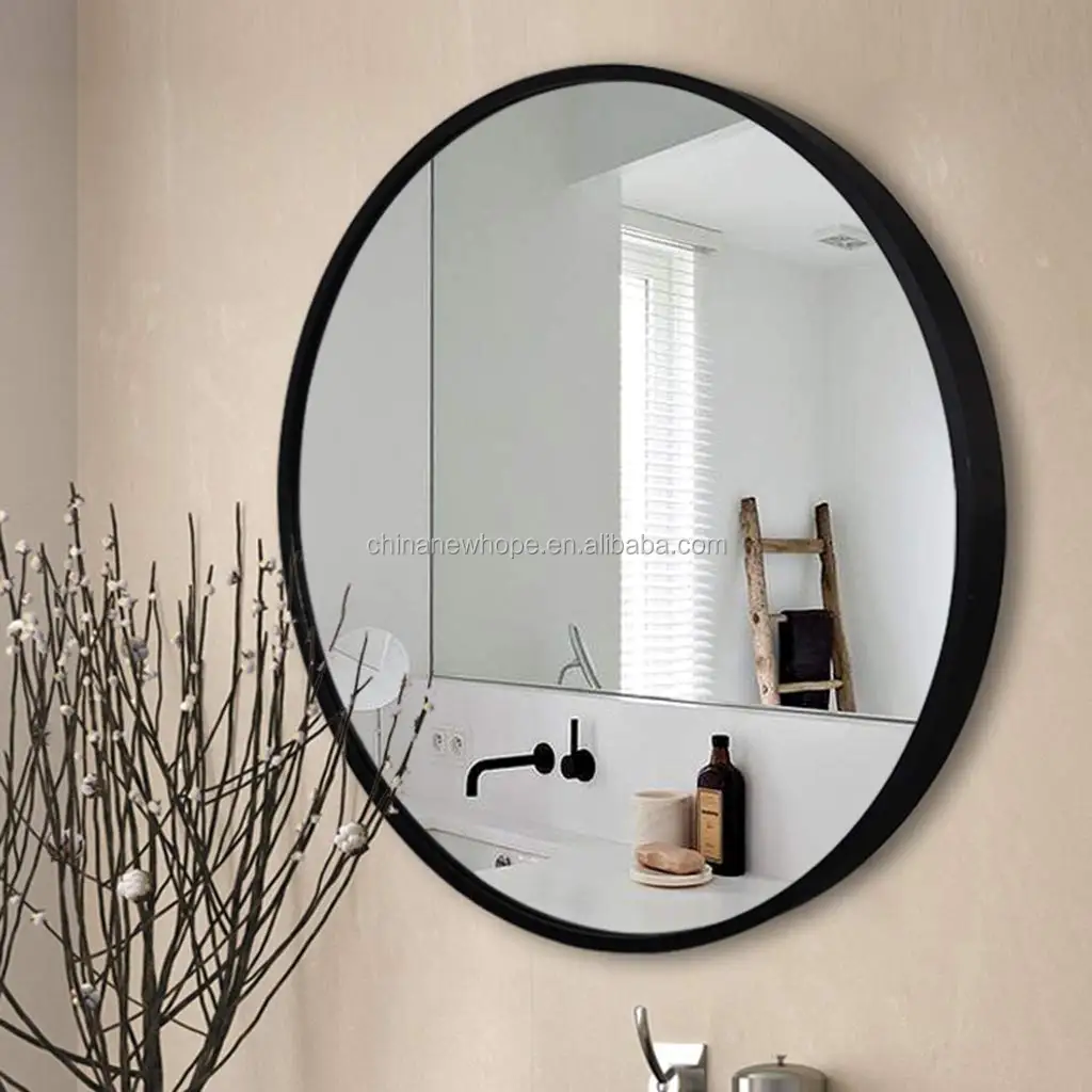 Factory Price Large Round Wall Mirror/ Black Metal Frame Iron Frame ...