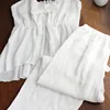 2017 Summer Pyjamas Women Princess White Cotton Pyjamas Sexy Sling Pajamas Sets Lady Comfortable Home Pants