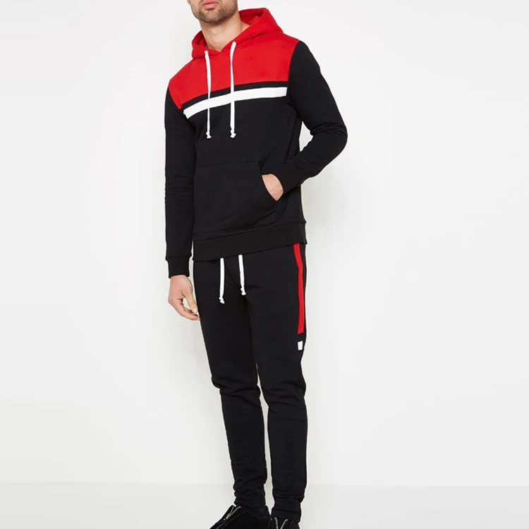 Pullover Color Block Slim Fit Mens Hooded Unbranded Tracksuit Designer