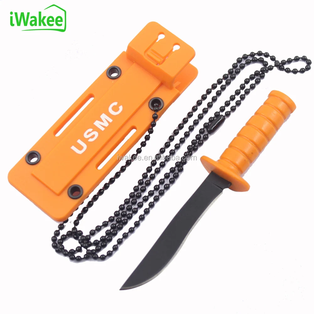 Mini Ka Bar Style Fixed Blade Tactical Neck Knife With Abs Sheath And