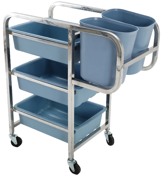 victualing house stainless steel dish caddy with bucket hotel Service Cleaning plates dishes collect trolley